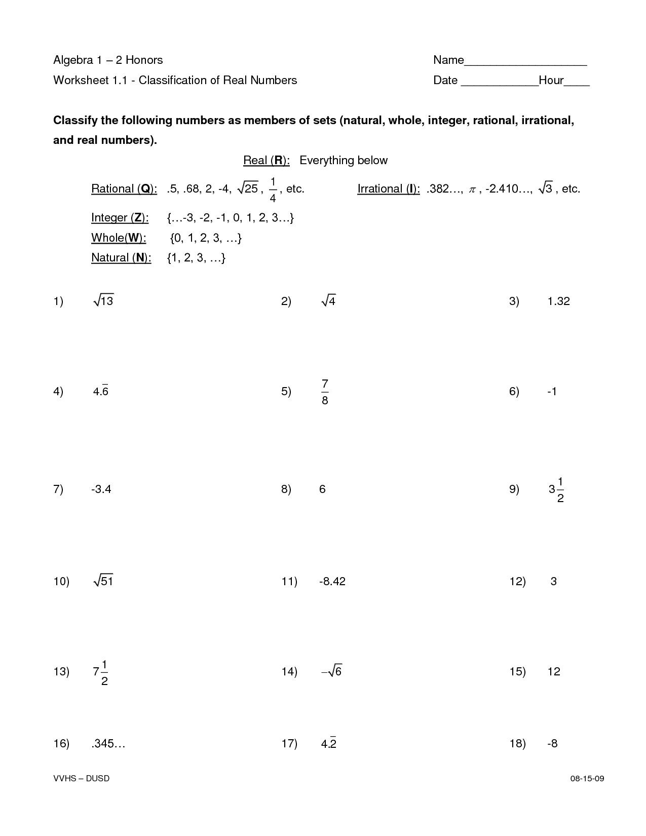 Adding Imaginary Numbers Worksheet