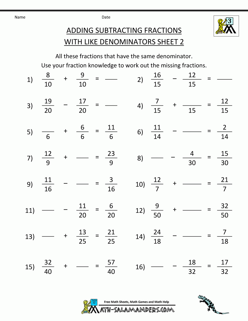 Adding And Subtracting Fractions Multiple Choice Worksheets Fraction Adding And Subtracting Fractions Multiple Choice Worksheets Fraction