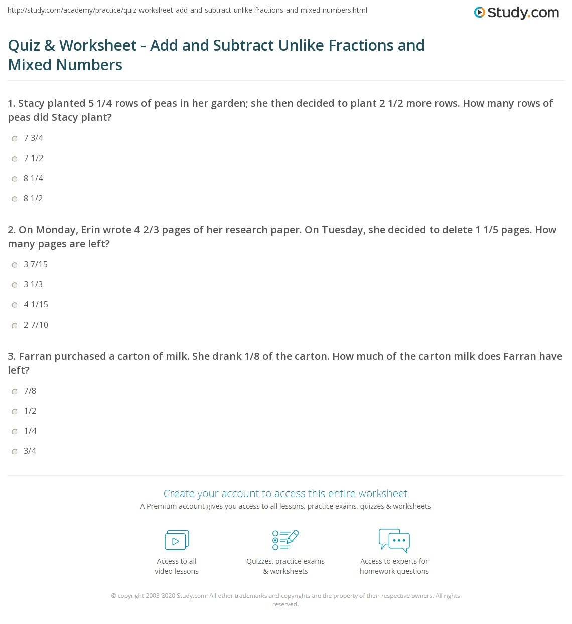 Adding And Subtracting Fractions Multiple Choice Worksheets Adding And Subtracting Fractions Multiple Choice Worksheets