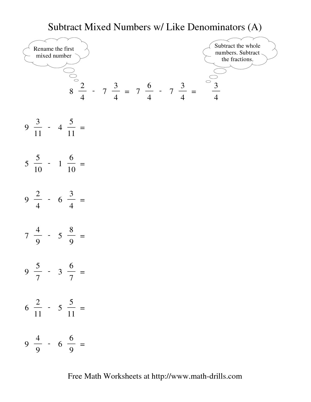 Adding Mixed Fractions With Different Denominators Worksheets Adding Mixed Fractions With Different Denominators Worksheets