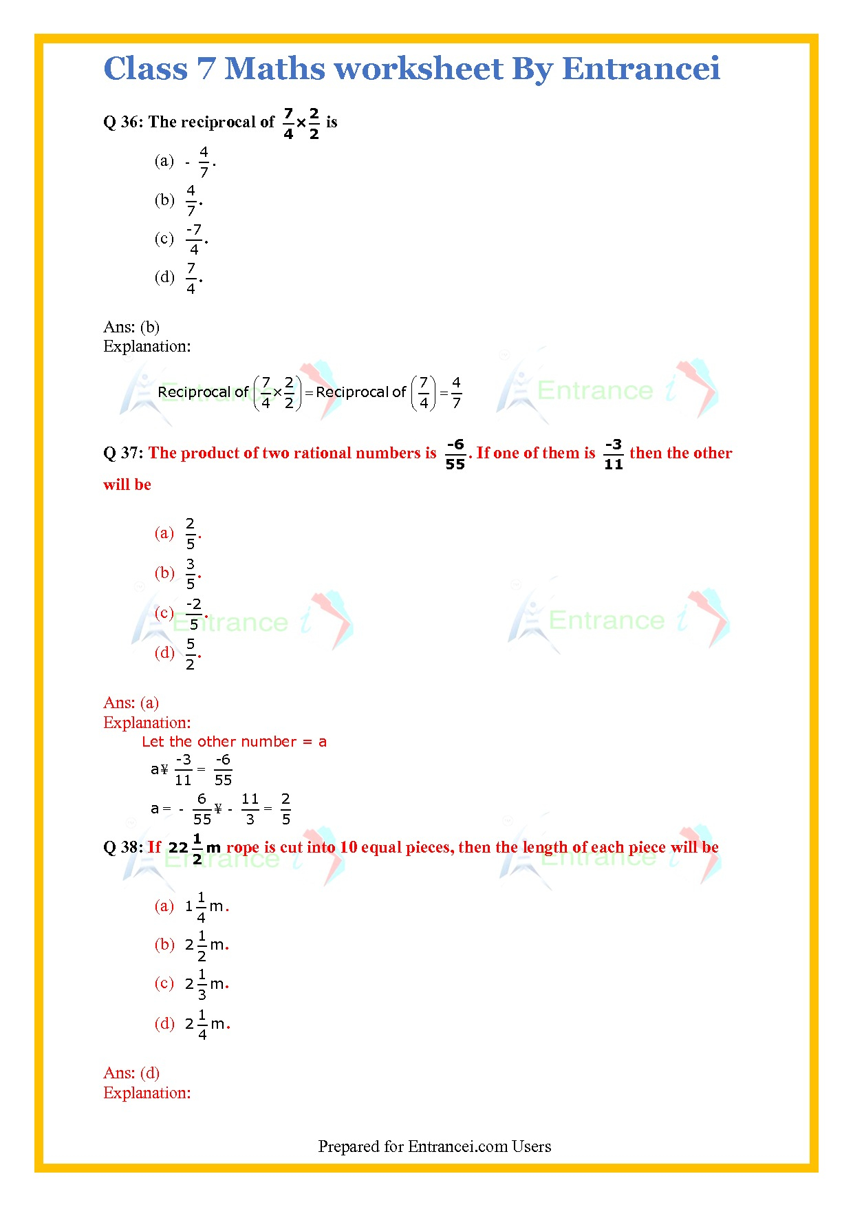 CBSE Class 7 Maths Worksheet For Chapter 9 Rational Numbers CBSE Class 7 Maths Worksheet For Chapter 9 Rational Numbers
