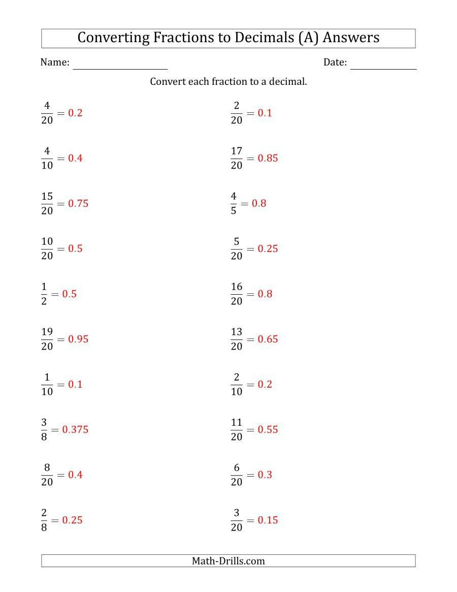 Converting Rational Numbers Worksheet Converting Fractions To Converting Rational Numbers Worksheet Converting Fractions To