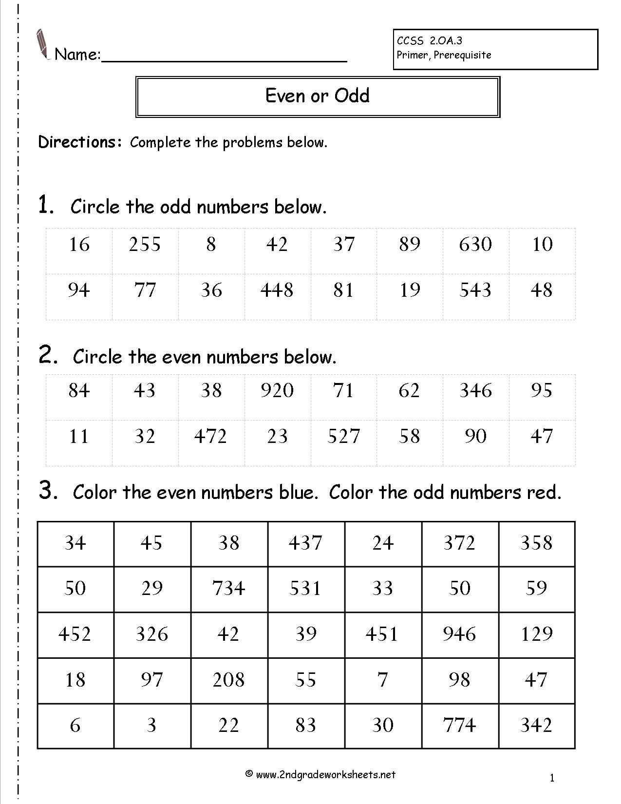 Even Or Odd Worksheet With Images Even And Odd 2nd Grade Math
