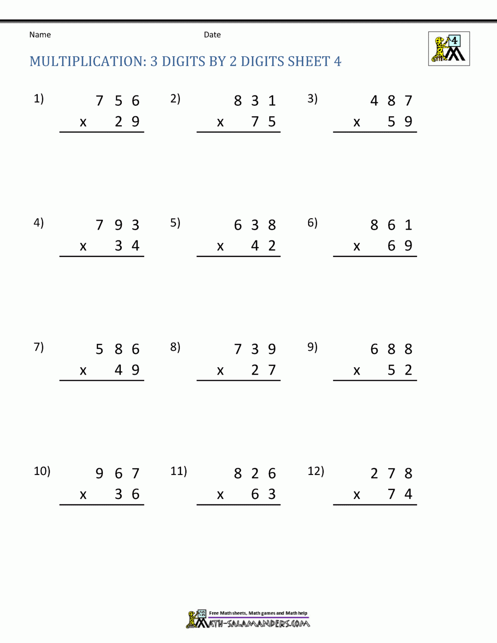 Multiplication Sheets 4th Grade Multiplication Sheets 4th Grade