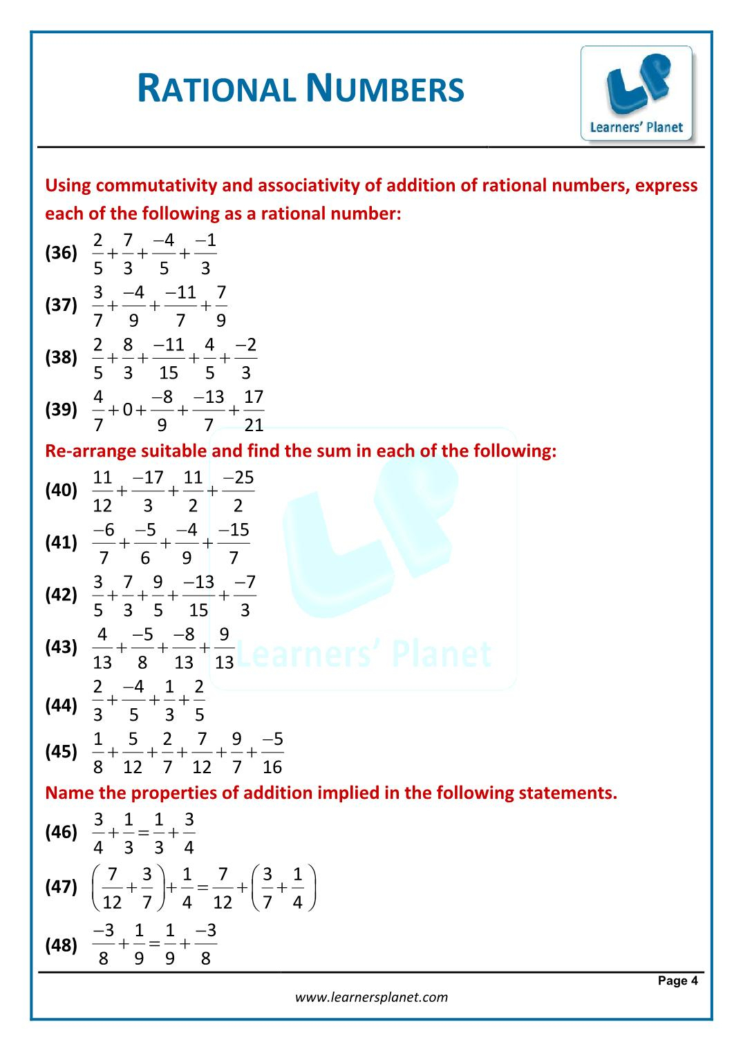 Grade 6 Classifying Rational Numbers Worksheet