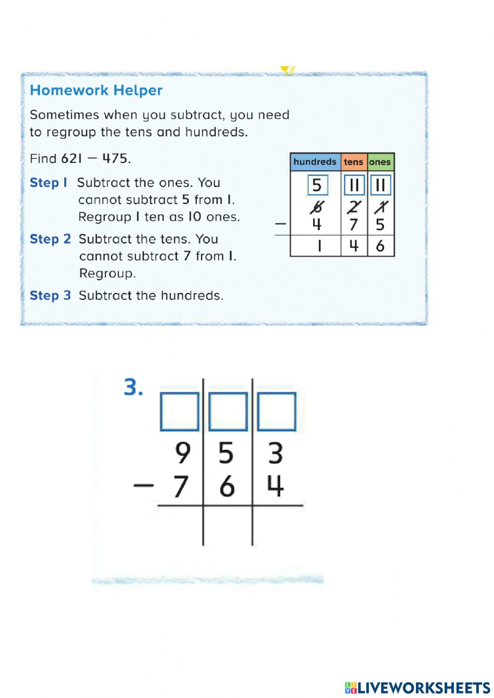 Subtract Three Digit Numbers Worksheet Subtract Three Digit Numbers Worksheet