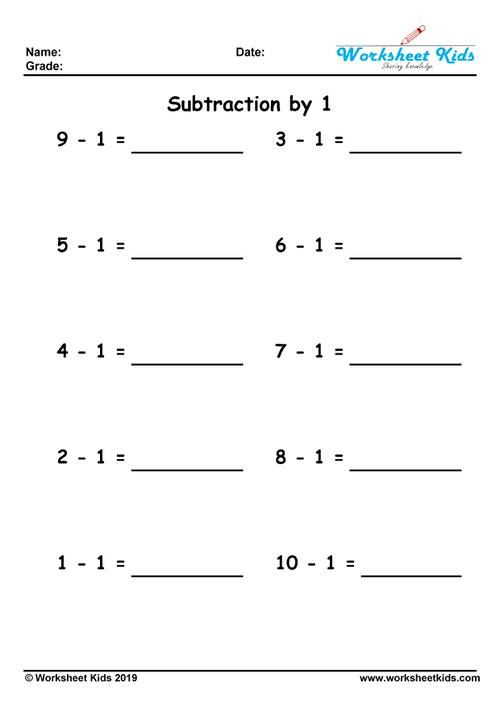 Subtraction By 0 1 2 3 4 5 6 7 8 9 10 Free Printable
