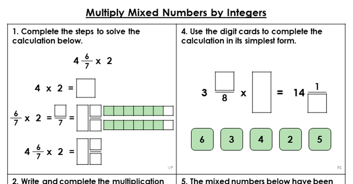 Year 5 Multiply Mixed Numbers By Integers Lesson Classroom Secrets Year 5 Multiply Mixed Numbers By Integers Lesson Classroom Secrets