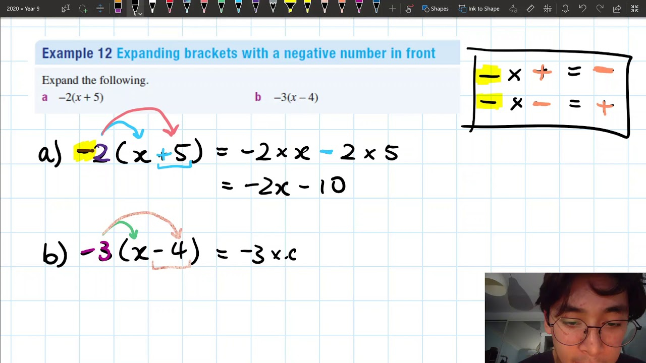 Expanding Brackets With Negative Numbers Worksheet