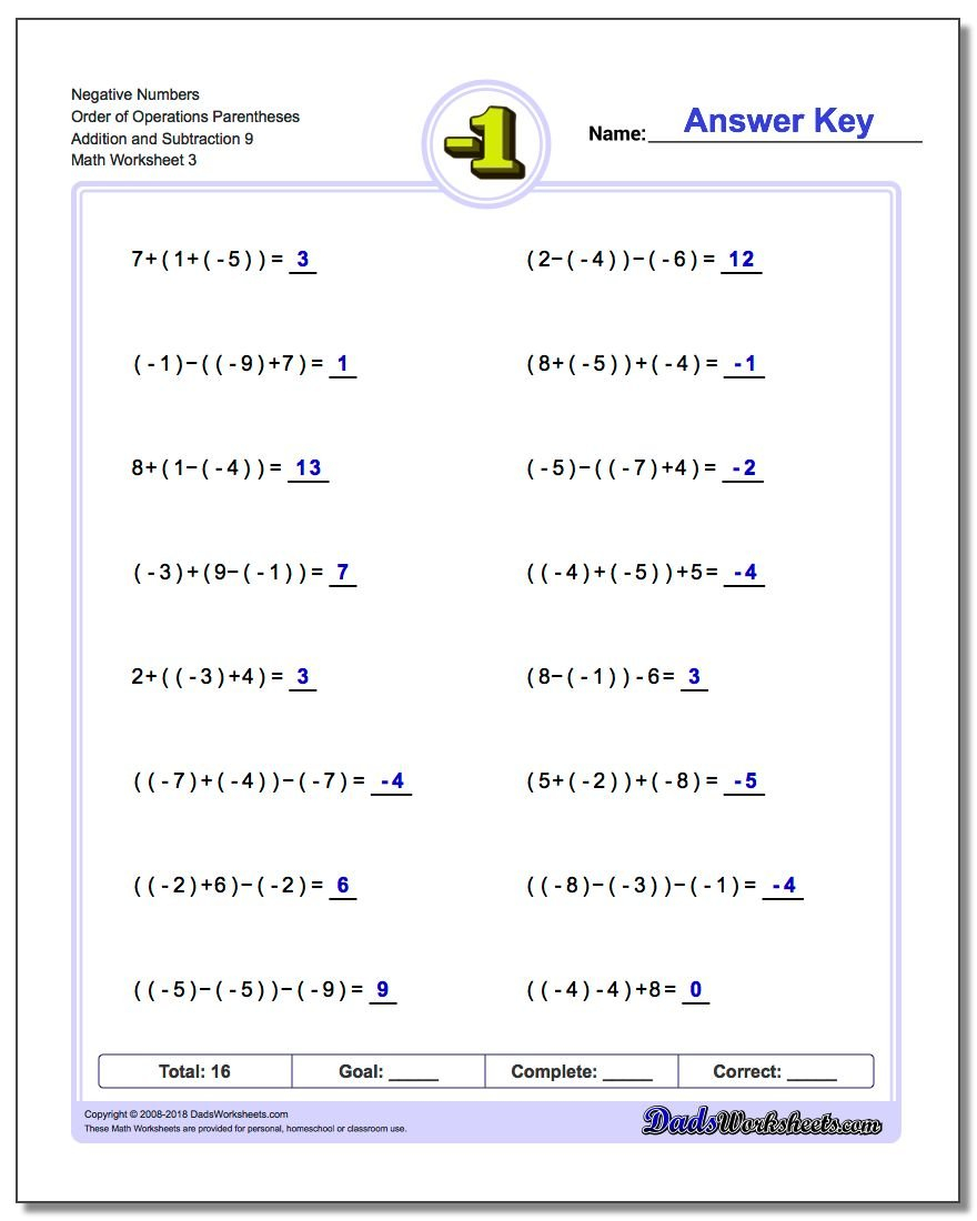 Adding And Subtracting Negative Numbers Worksheets Adding And Subtracting Negative Numbers Worksheets