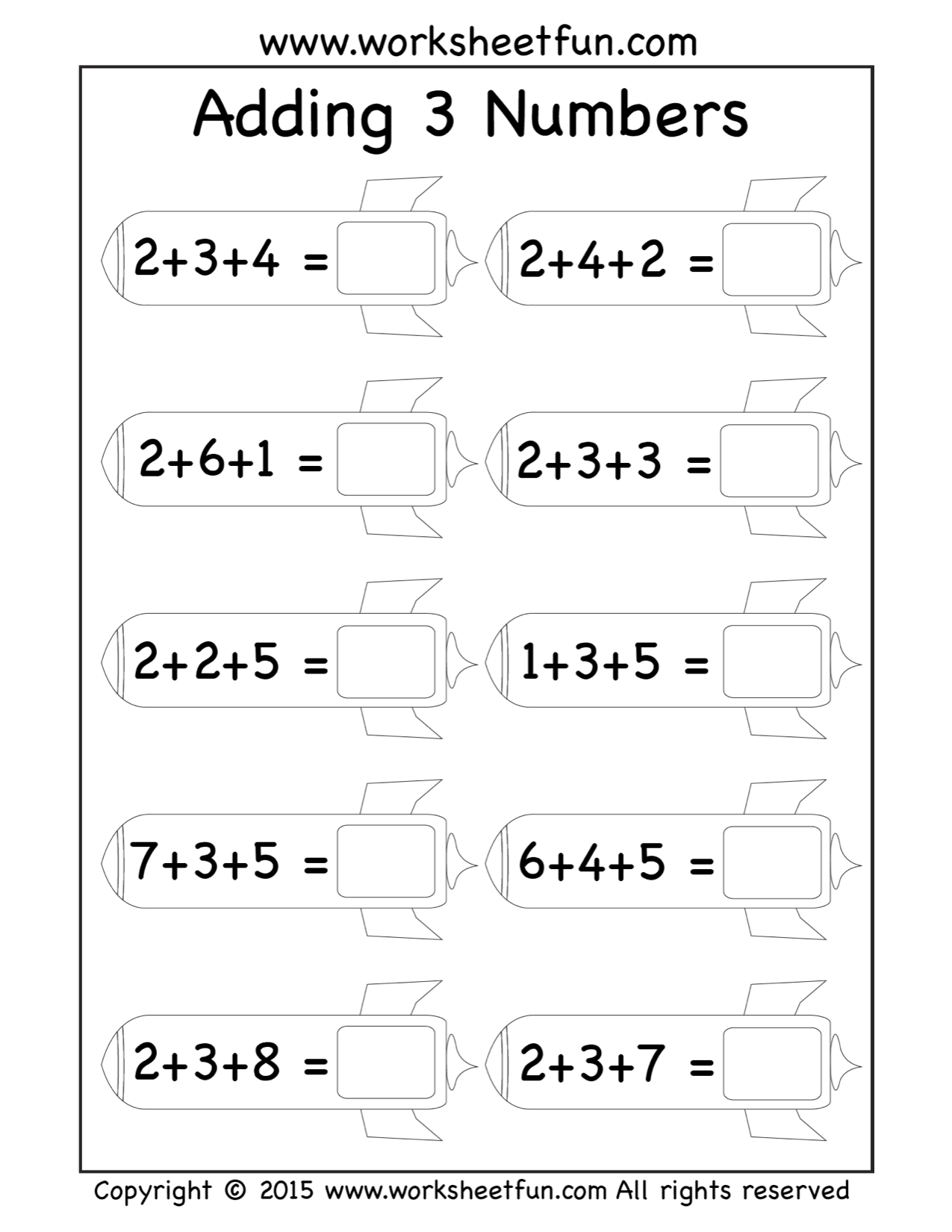 Free Three Addend Worksheets Adding 3 Numbers Rockets Math Addition Free Three Addend Worksheets Adding 3 Numbers Rockets Math Addition