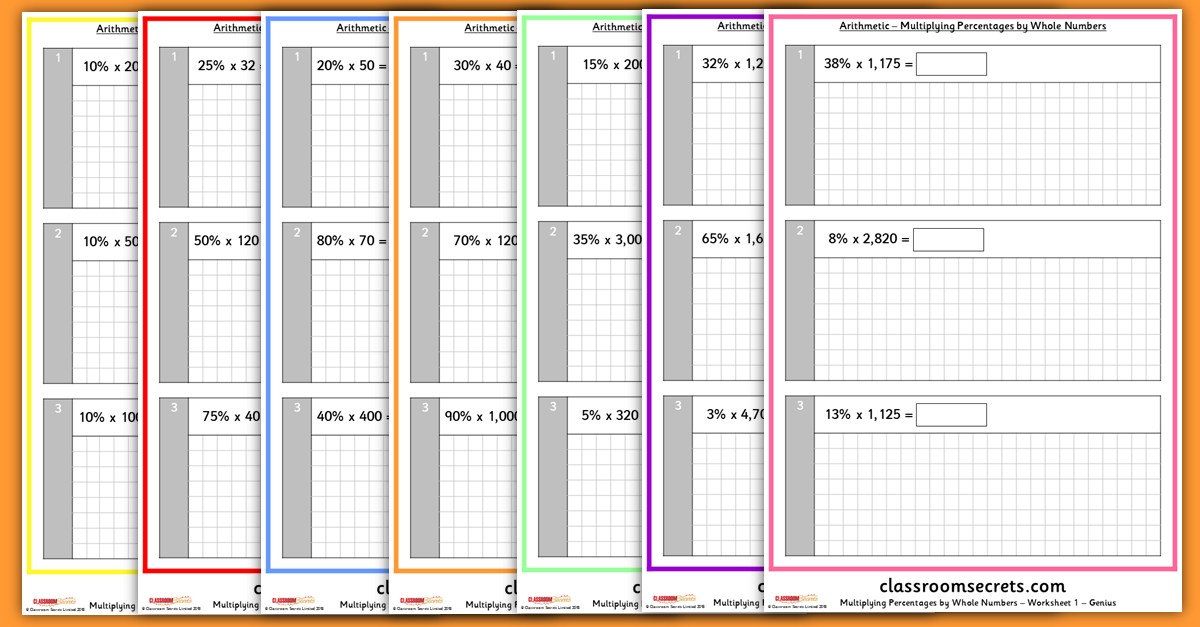 KS2 Arithmetic Multiplying Percentages By Whole Numbers Test Practice 