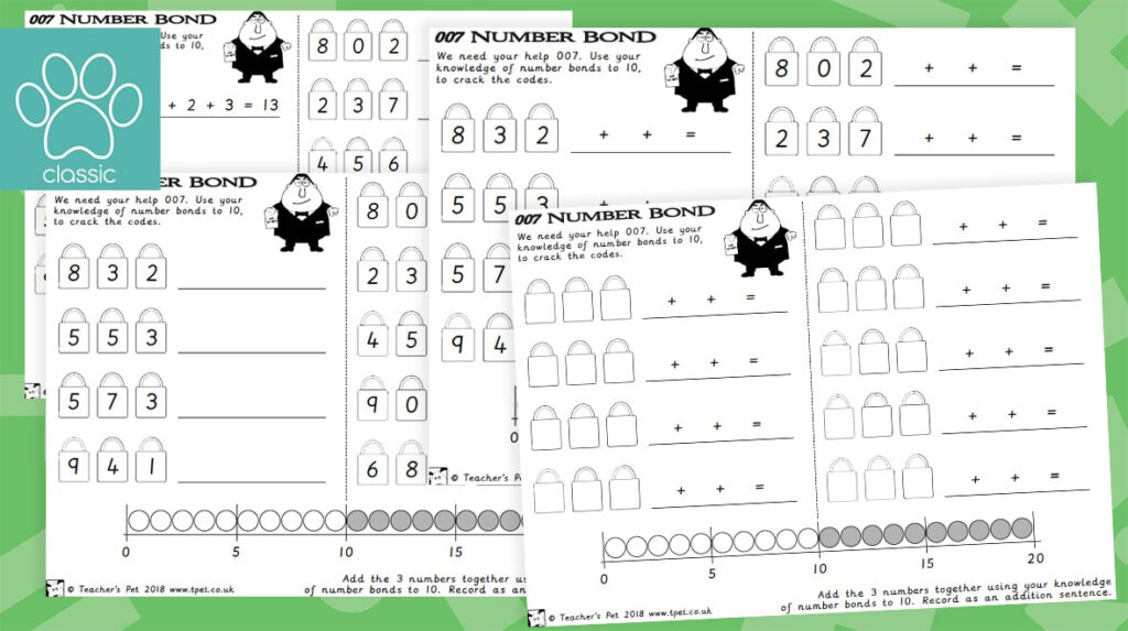 Teacher s Pet Number Bonds To 10 Adding 3 Numbers