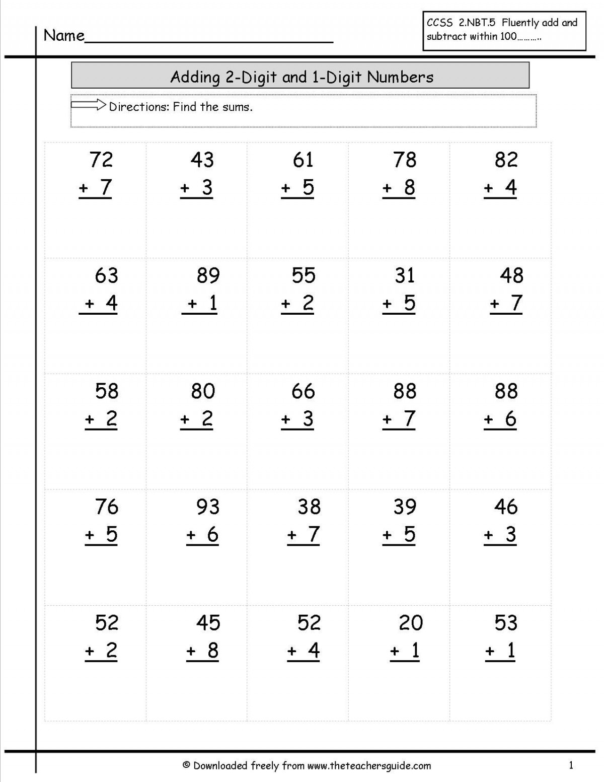 Two Digit By One Digit Addition Worksheets Worksheet Hero Two Digit By One Digit Addition Worksheets Worksheet Hero