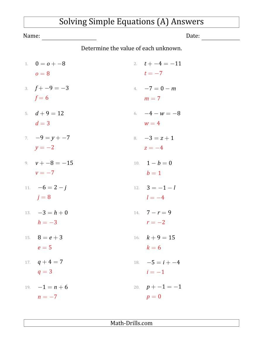 20 Equations With Rational Numbers Worksheet Worksheet From Home