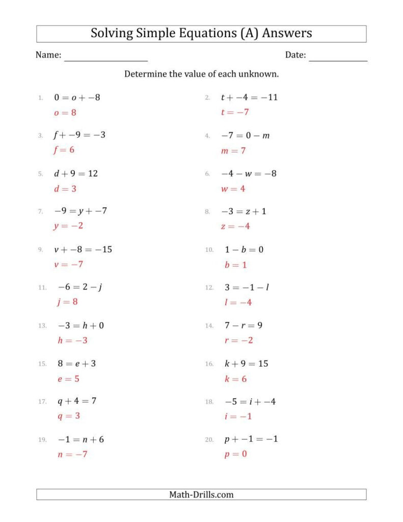 20 Equations With Rational Numbers Worksheet Worksheet From Home
