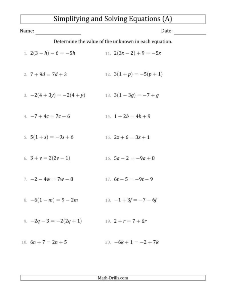 20 Equations With Rational Numbers Worksheet Worksheet From Home