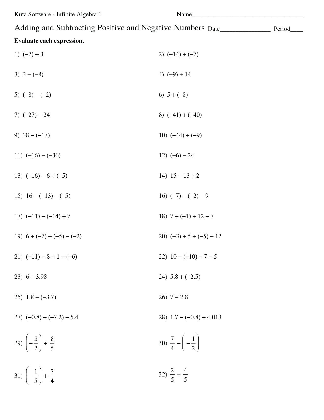 30 Operations With Rational Numbers Worksheet Education Template