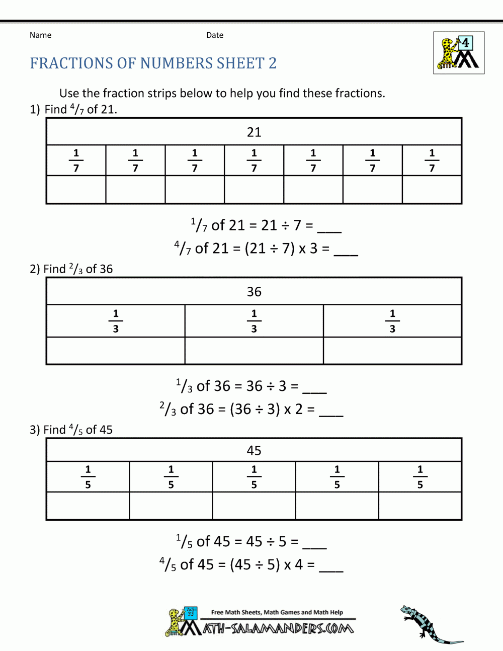 Dividing Unit Fractions By Whole Numbers Worksheet Fraction 