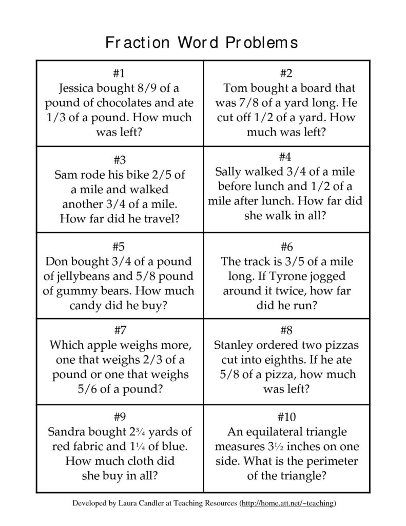 Fraction Word Problems 7Th Grade Worksheet Db excel