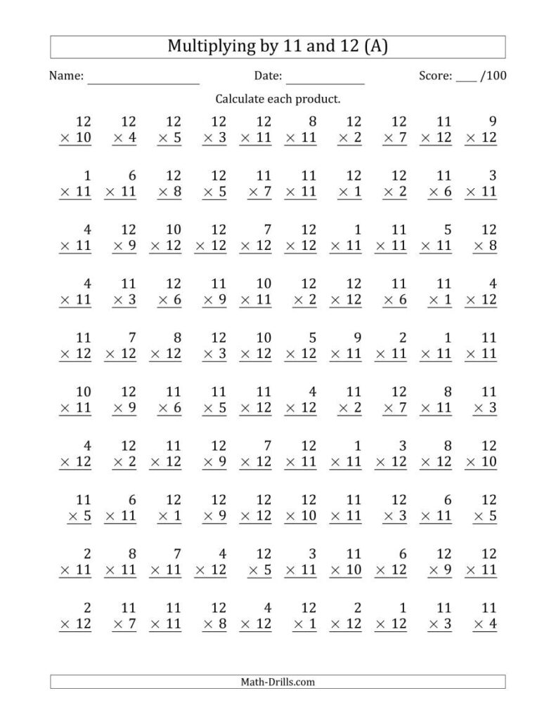Multiplication Printable 12 PrintableMultiplication