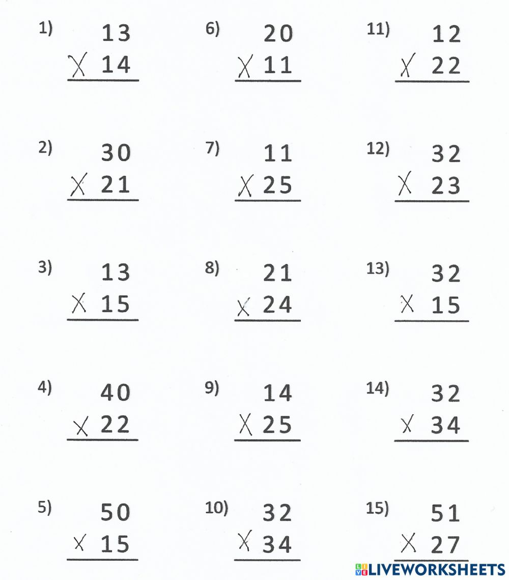 Multiplying 2 Digits By 2 Digits Without Regrouping Worksheet Multiplying 2 Digits By 2 Digits Without Regrouping Worksheet
