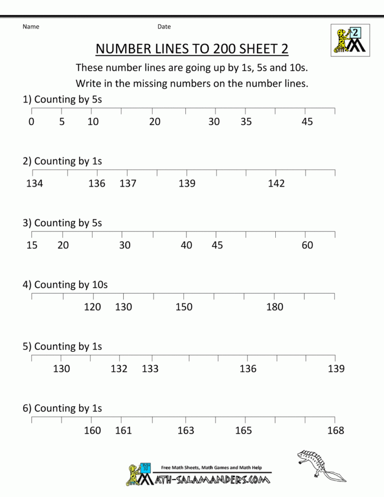 Number Line Worksheets Up To 1000 2nd Grade Math Worksheets Number 