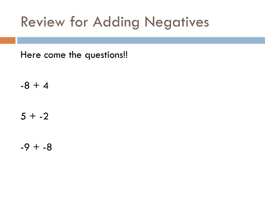 PPT Adding Subtracting Multiplying And Dividing Negatives 