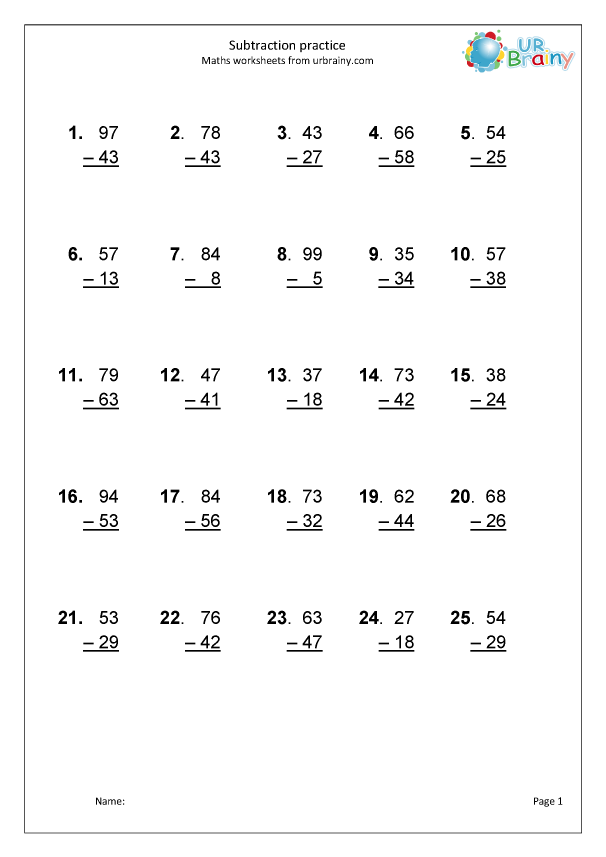 Subtraction Practice Of Whole Numbers Subtraction In Year 5 age 9 10