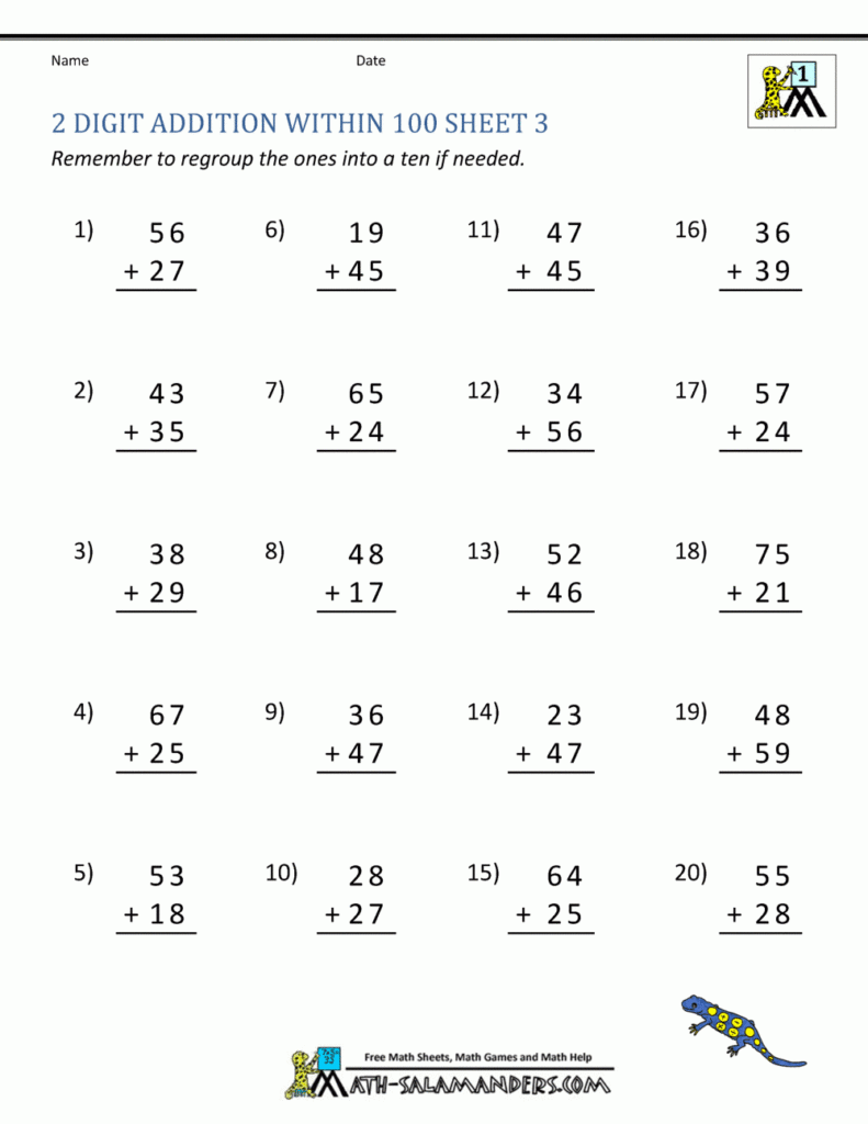 2 Digit Addition Worksheets