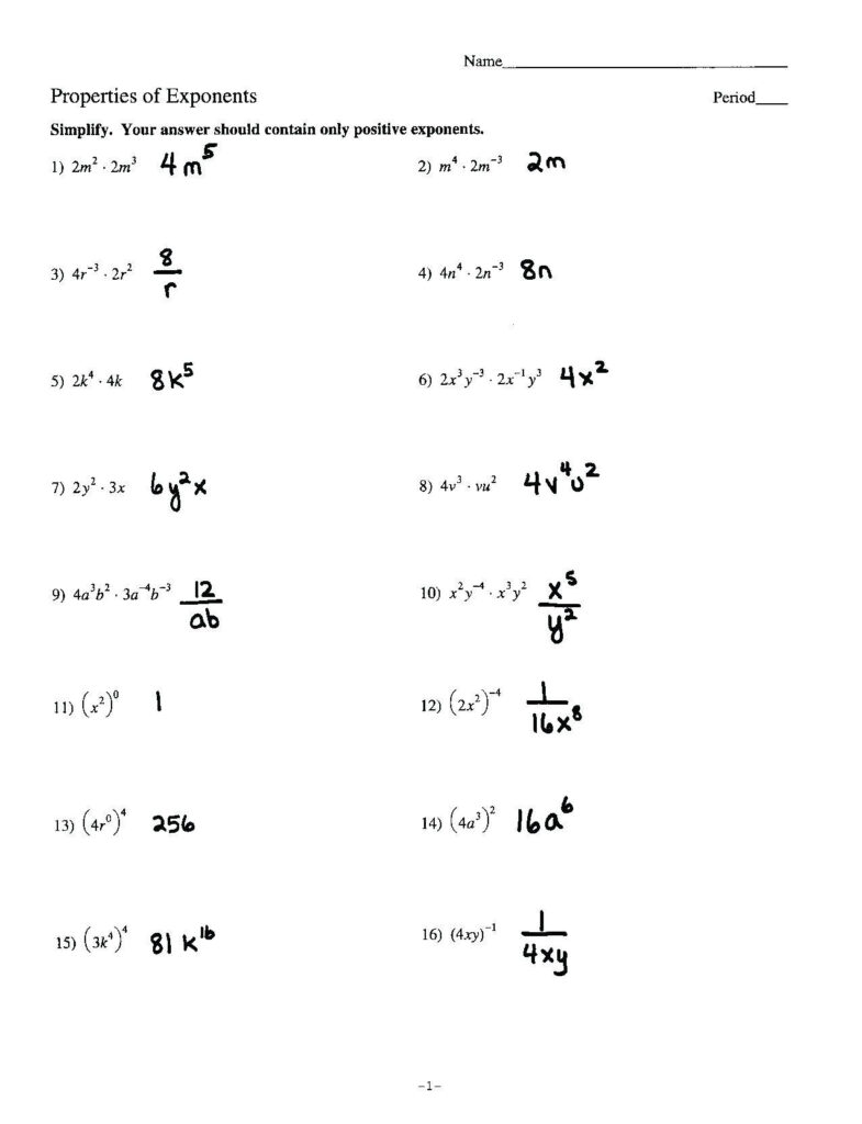 51 Multiplying And Dividing Exponents Worksheet Pics All About