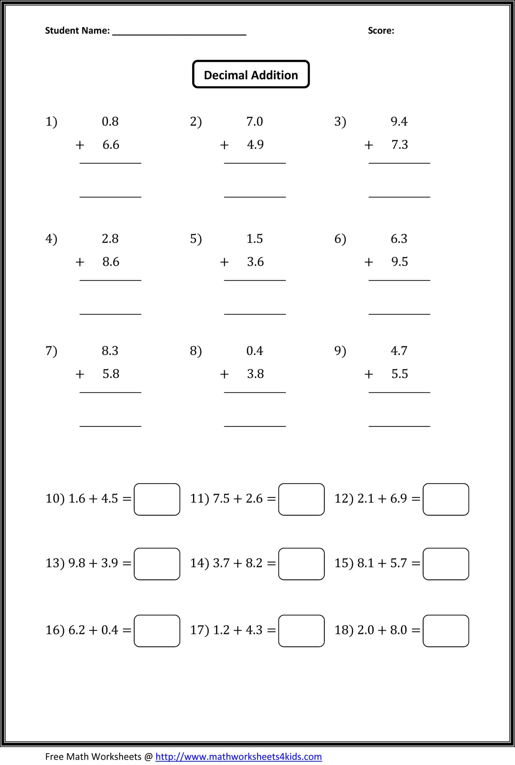 Adding And Subtracting Decimals Worksheets Pdf 4th Grade Thekidsworksheet Adding And Subtracting Decimals Worksheets Pdf 4th Grade Thekidsworksheet