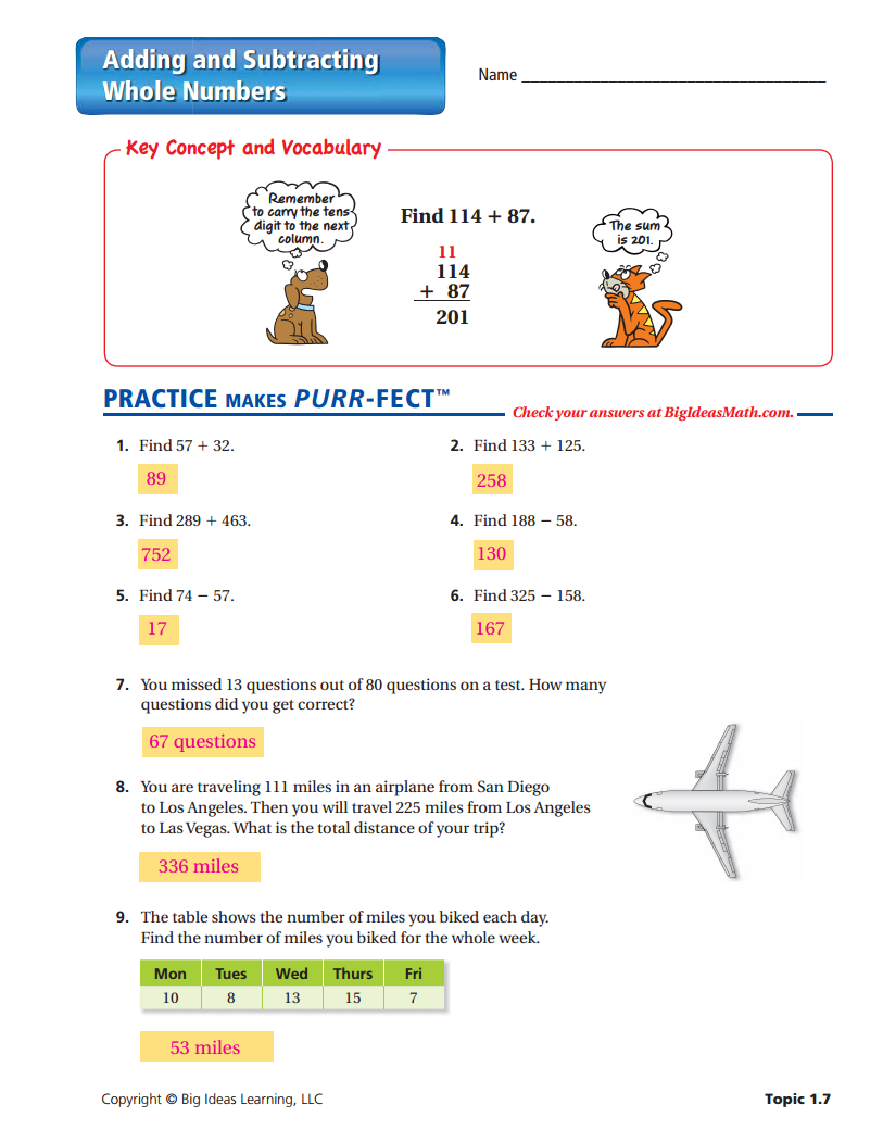 Adding And Subtracting Whole Numbers Worksheet ANSWERS Adding And Adding And Subtracting Whole Numbers Worksheet ANSWERS Adding And