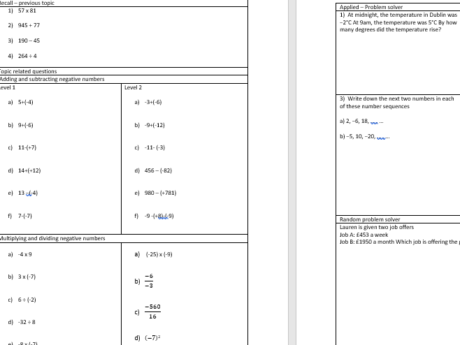 Adding Subtracting Multiplying And Dividing Negative Numbers Homework 