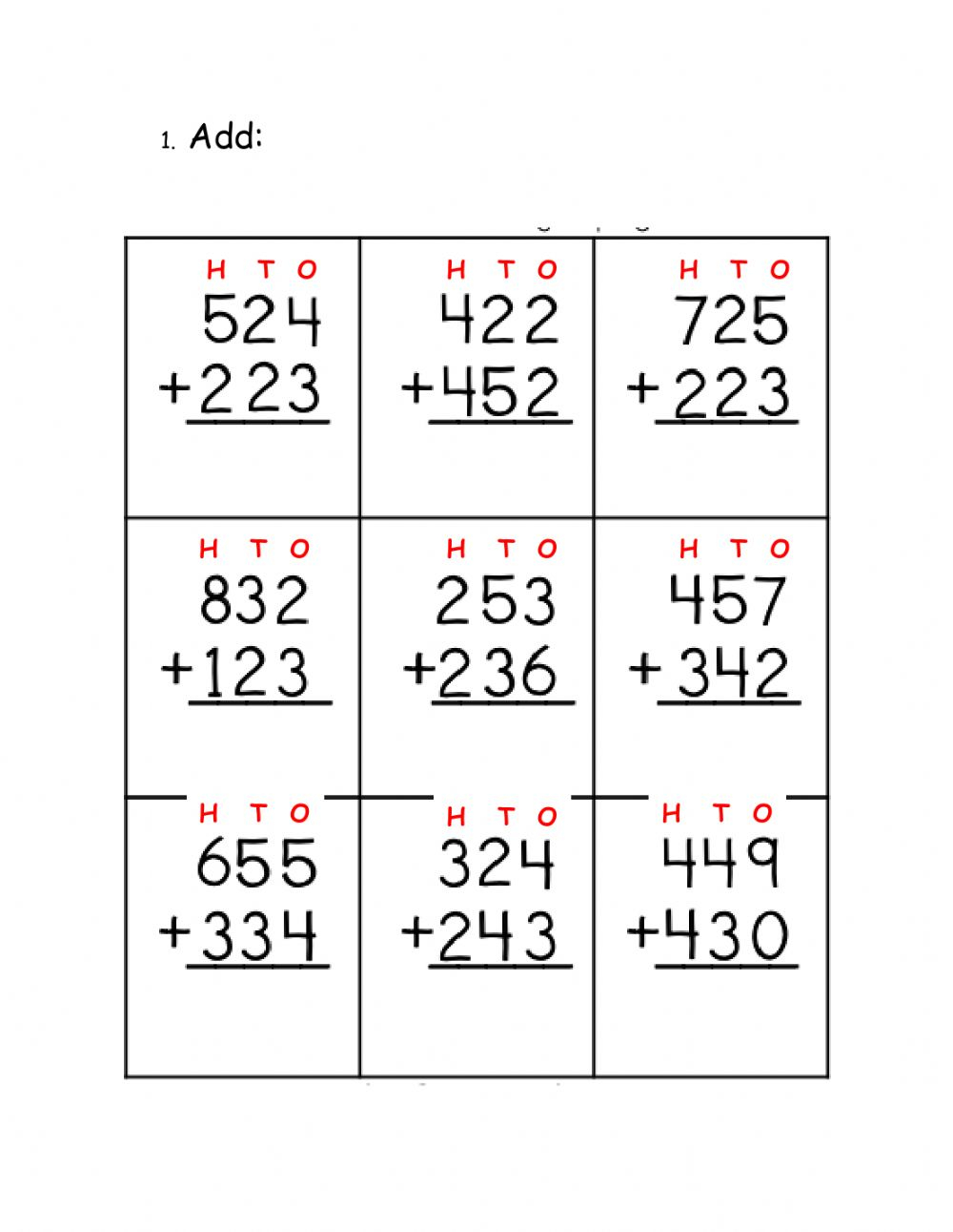 Addition Without Regrouping With 3 Digits Worksheet Addition Without Regrouping With 3 Digits Worksheet