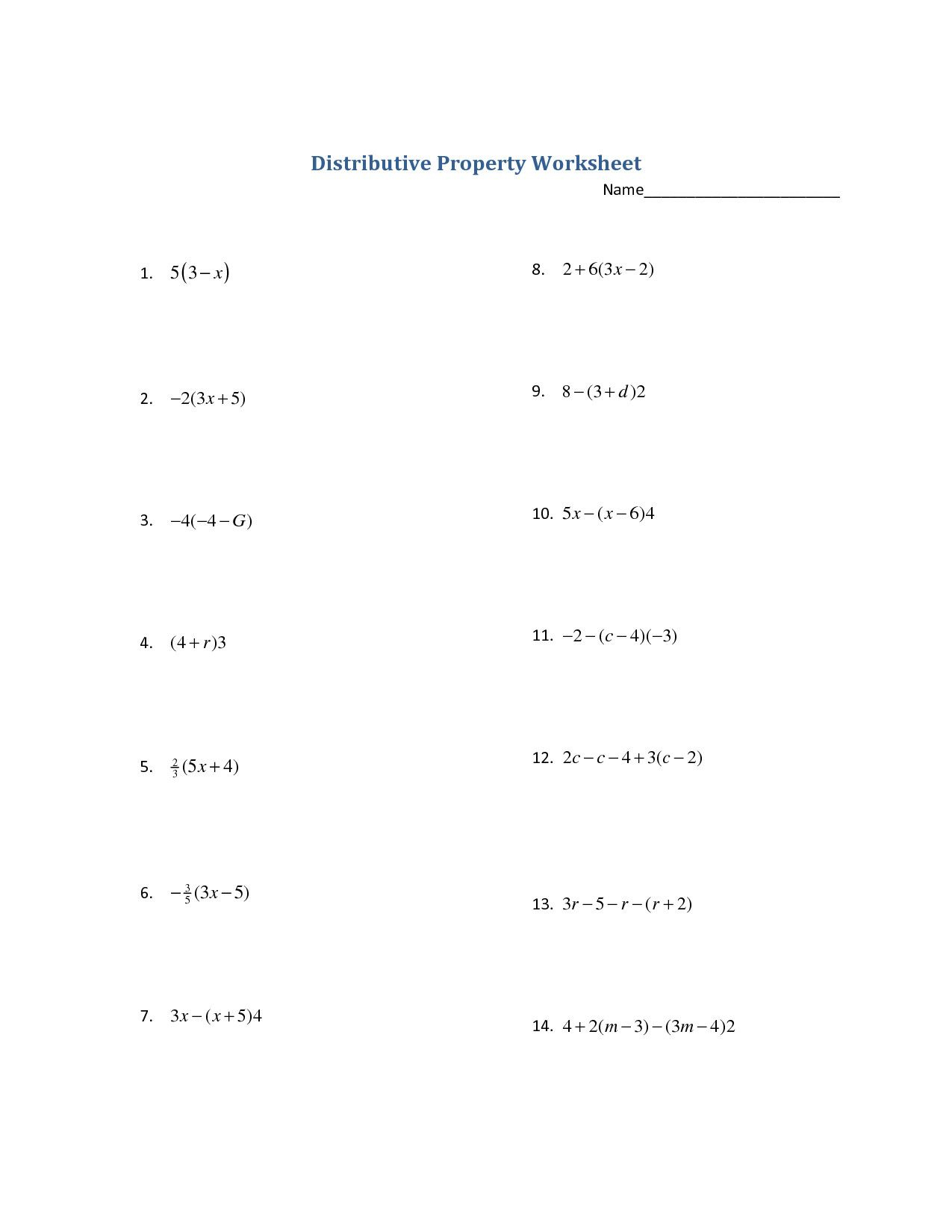 Distributive Property Equations Worksheet 6th Grade Worksheets 