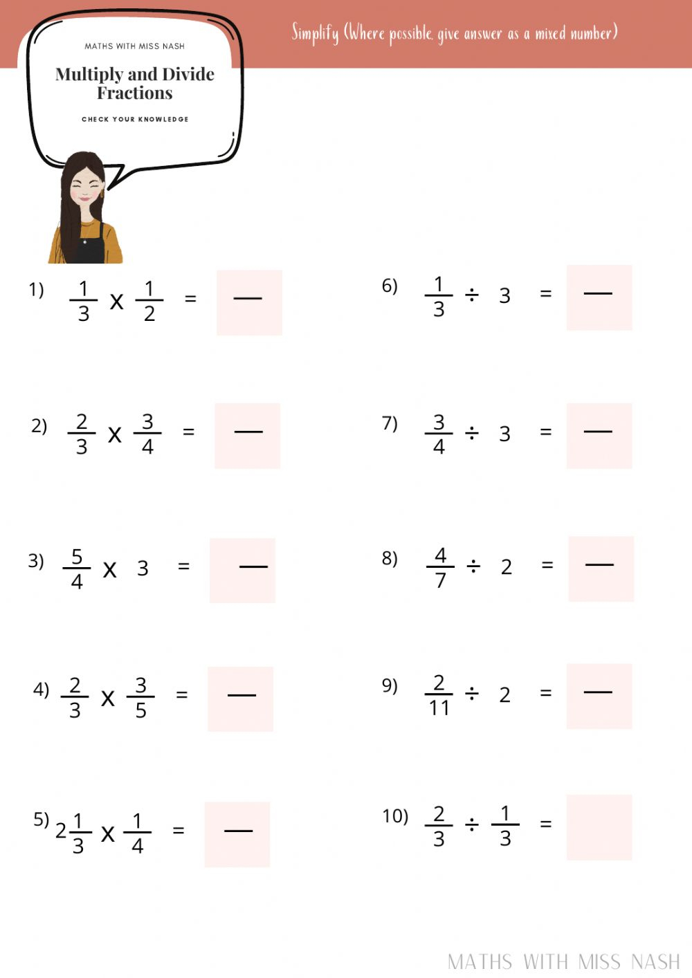 Multiply And Divide Fractions Worksheet Multiply And Divide Fractions Worksheet