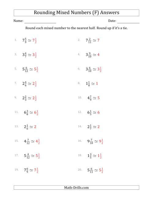 Rounding Mixed Numbers To The Nearest Half F 