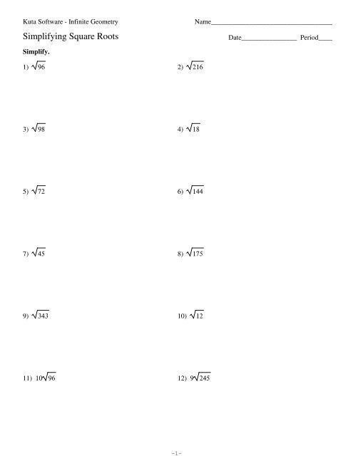 Square Roots Of Negative Numbers Worksheet Kuta 2022 