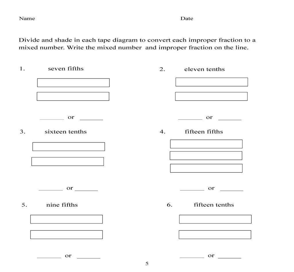 Tape Diagram Converting Improper Fractions To Mixed Numbers IgnitED