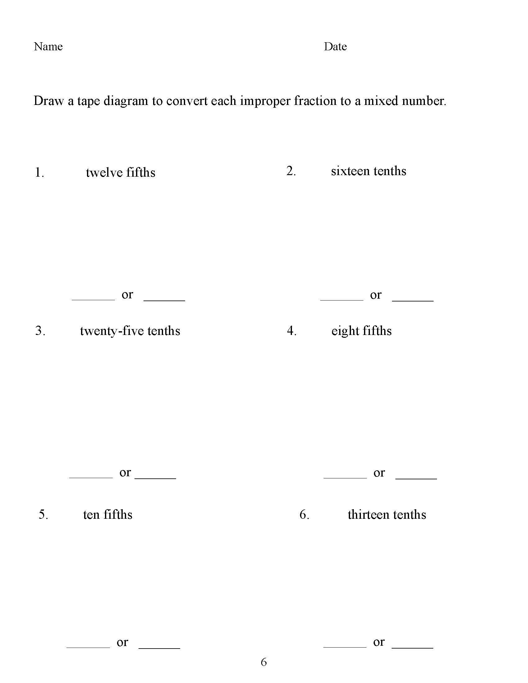 Tape Diagram Converting Improper Fractions To Mixed Numbers IgnitED