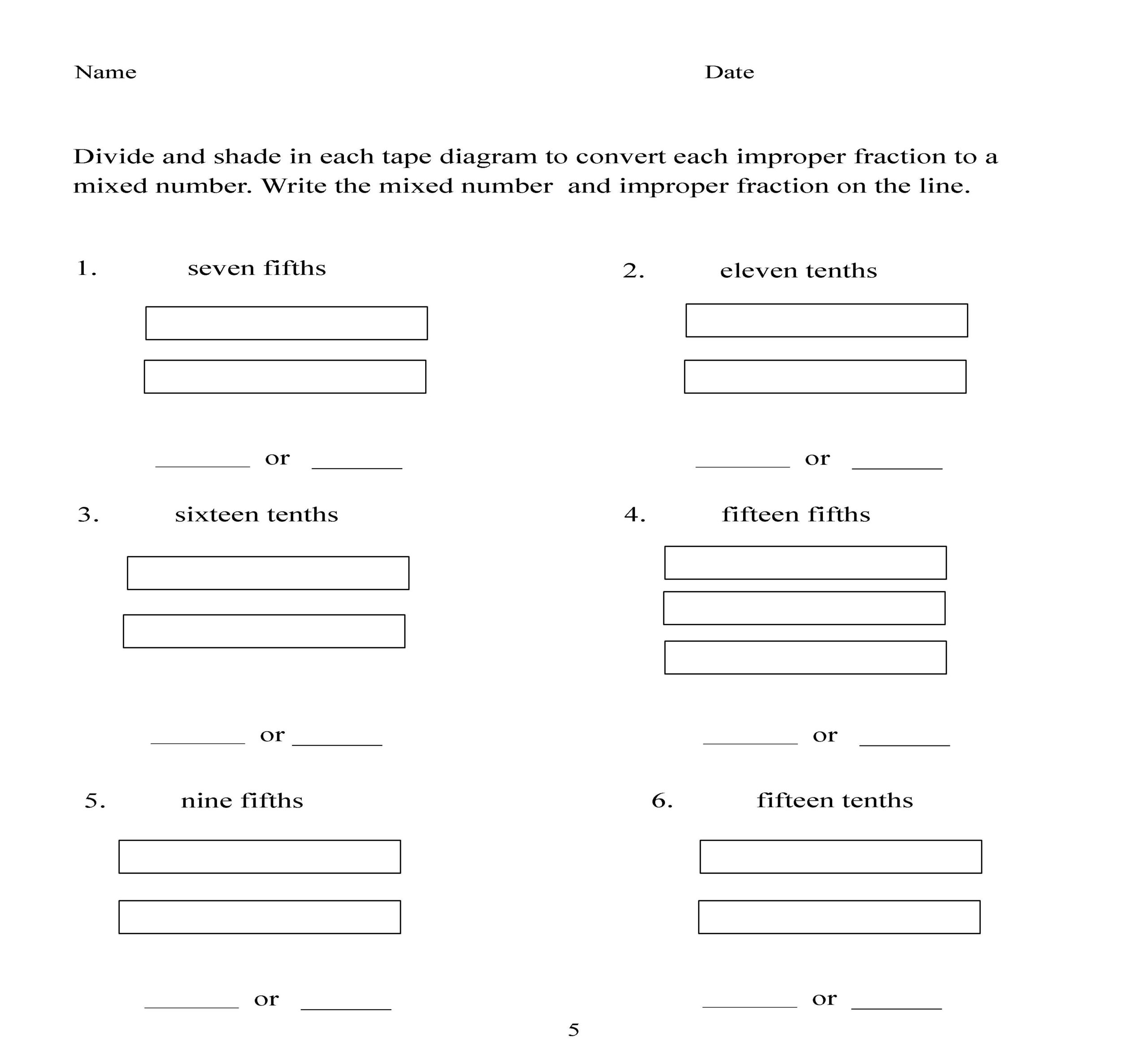 Tape Diagram Converting Improper Fractions To Mixed Numbers IgnitED