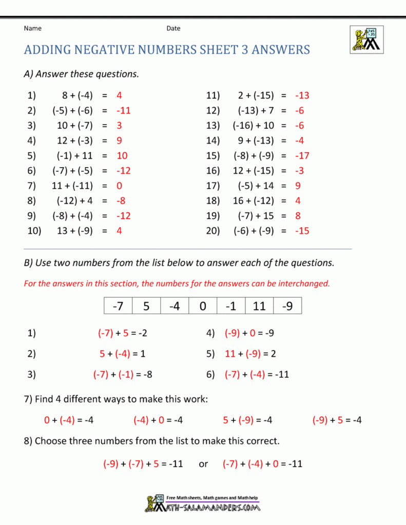 34 Adding Signed Numbers Worksheet Support Worksheet