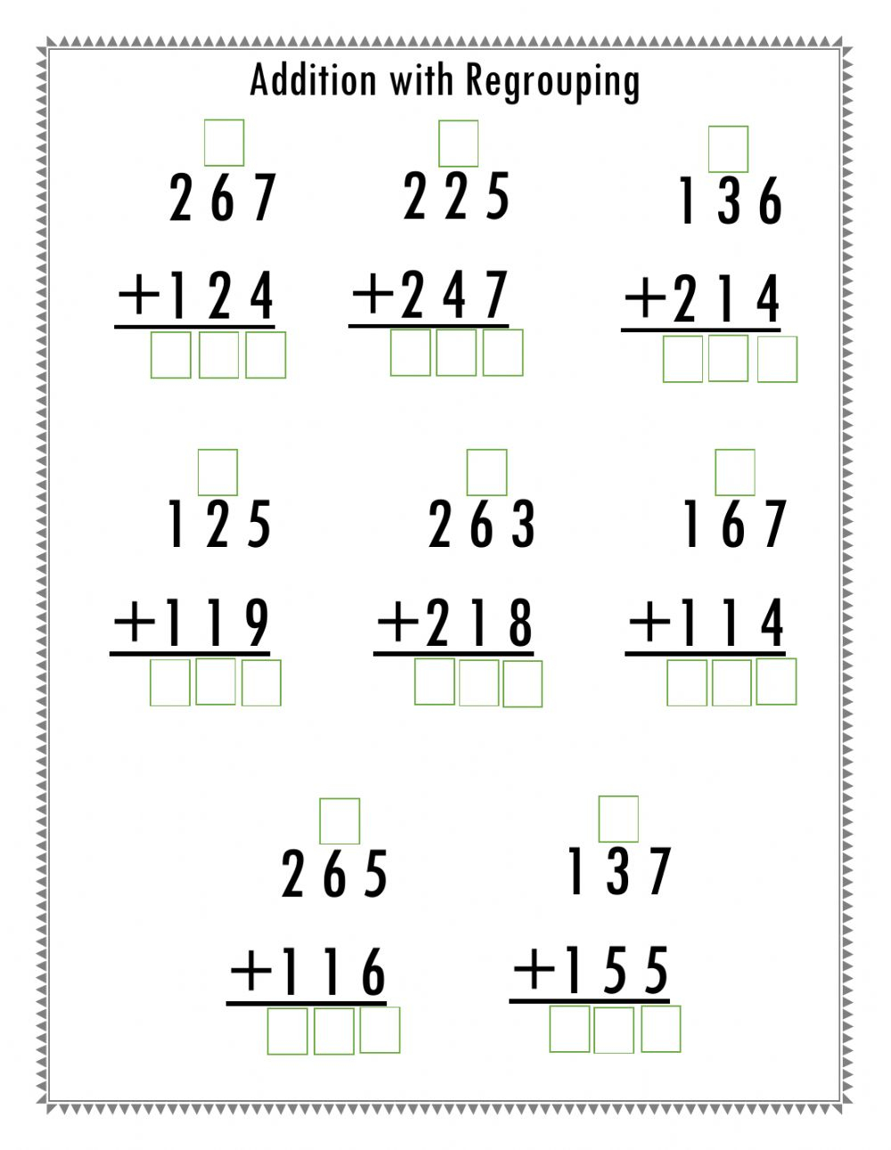 Addition With Regrouping Online Pdf Activity