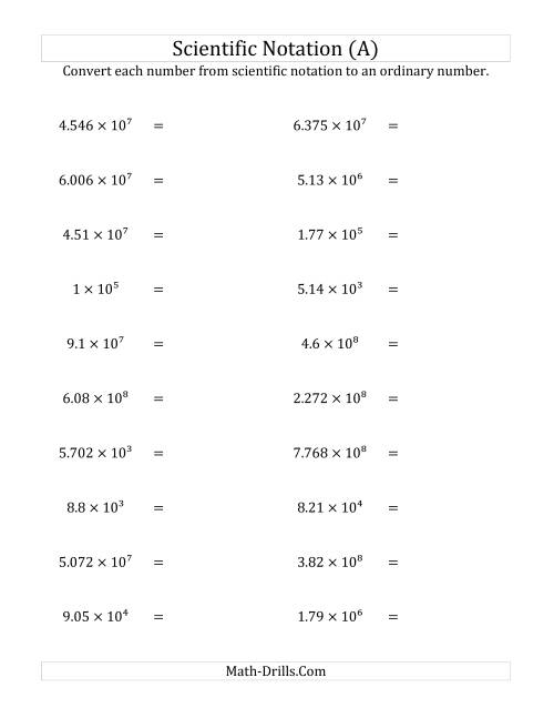 Converting Scientific Notation To Ordinary Numbers Large Only A 