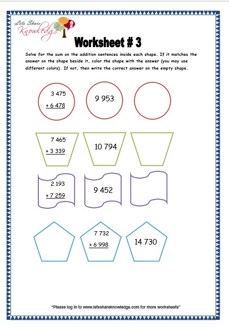 Grade 3 Maths Worksheets Addition 3 2 Addition Of 4 Digit Numbers 
