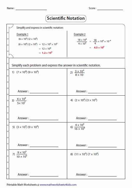 Scientific Notation Worksheet Chemistry Thekidsworksheet