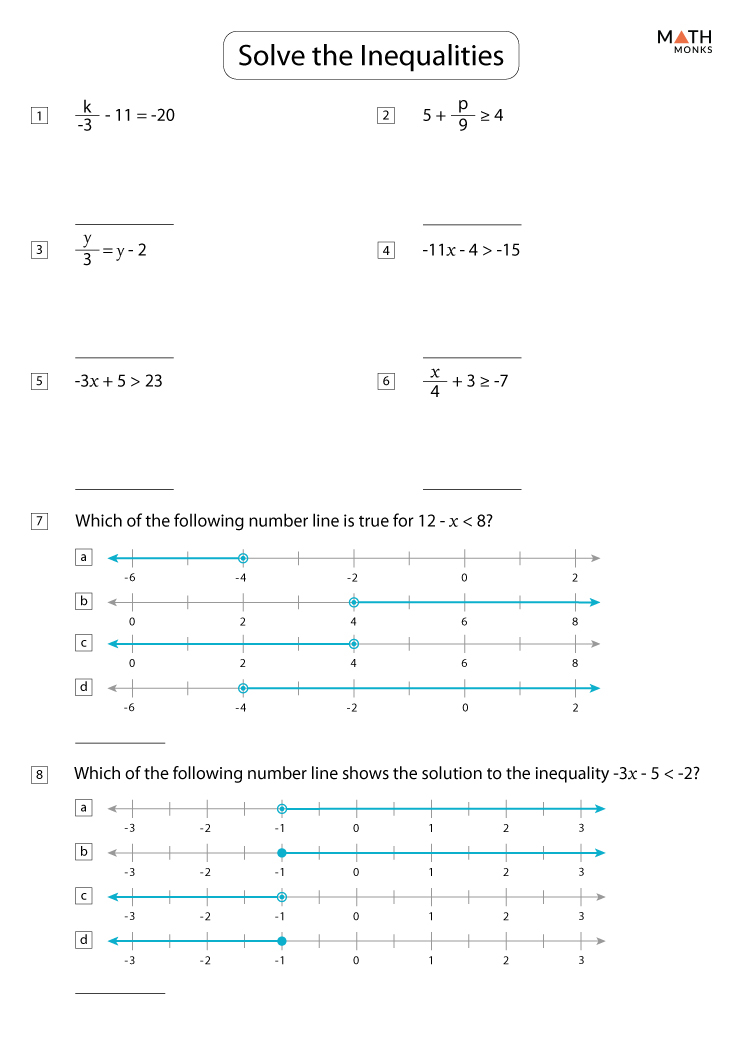 Two Step Inequalities Worksheets With Answer Key