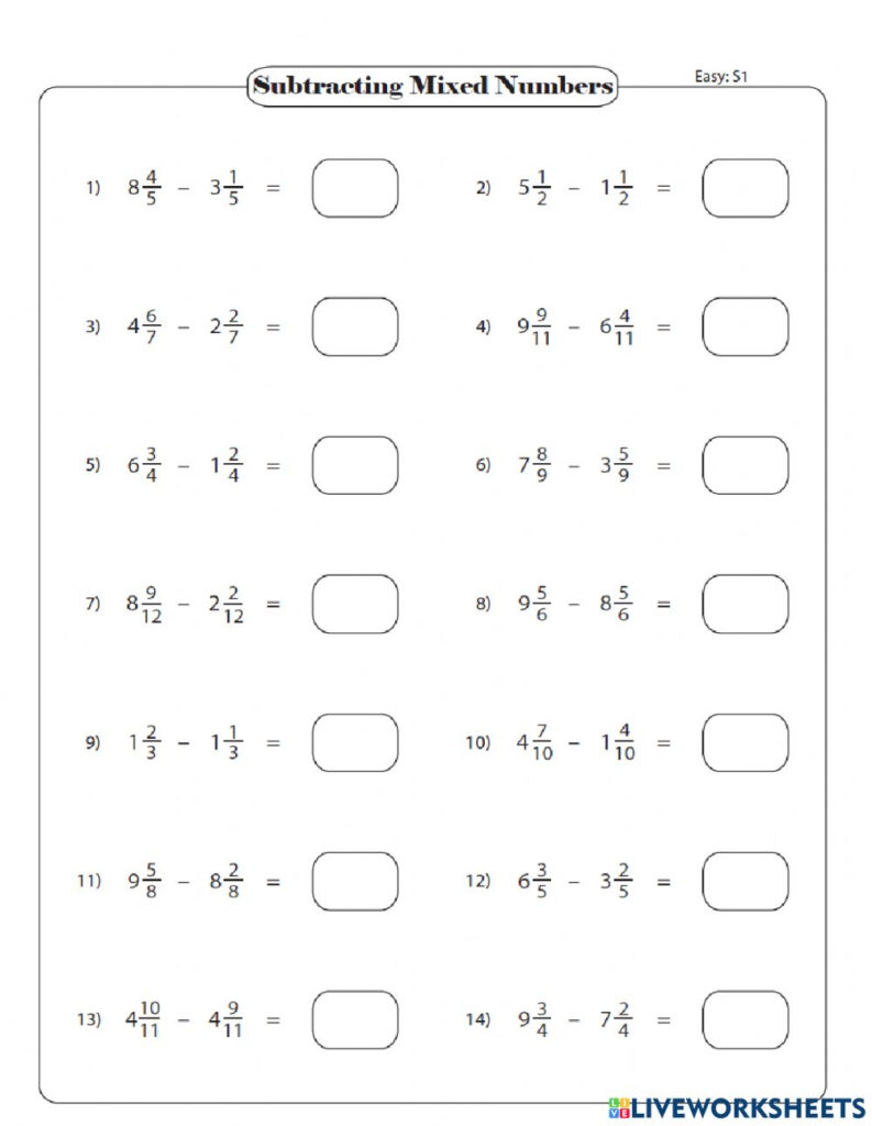Adding Mixed Numbers Worksheet