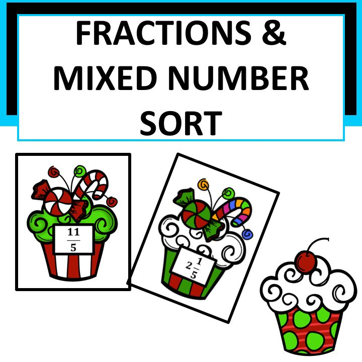 FREEBIE Cupcake Improper Fractions Mixed Numbers Sort Improper 